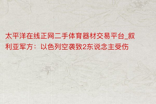 太平洋在线正网二手体育器材交易平台_叙利亚军方：以色列空袭致2东说念主受伤