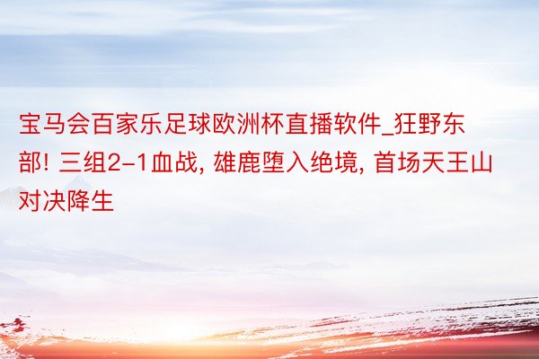 宝马会百家乐足球欧洲杯直播软件_狂野东部! 三组2-1血战, 雄鹿堕入绝境, 首场天王山对决降生