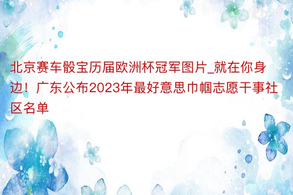 北京赛车骰宝历届欧洲杯冠军图片_就在你身边！广东公布2023年最好意思巾帼志愿干事社区名单