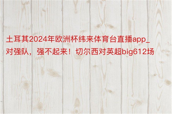 土耳其2024年欧洲杯纬来体育台直播app_对强队，强不起来！切尔西对英超big612场